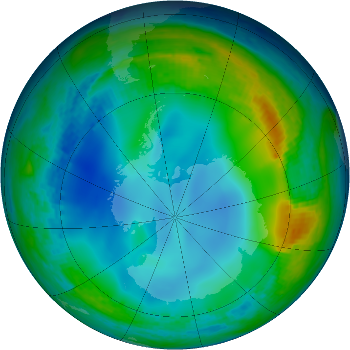 Antarctic ozone map for 12 June 2002